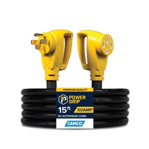 Camco Power Grip 15-Foot 50-Amp RV Extension Cord-125-250 Volts / 12500 Watts (55194)