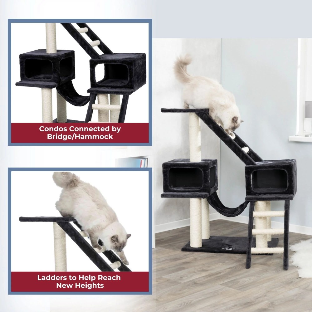 TRIXIE Malaga Sisal 3-Level 43" Cat Tree with Scratching Posts, Condos & Ladders, Gray - Image 3