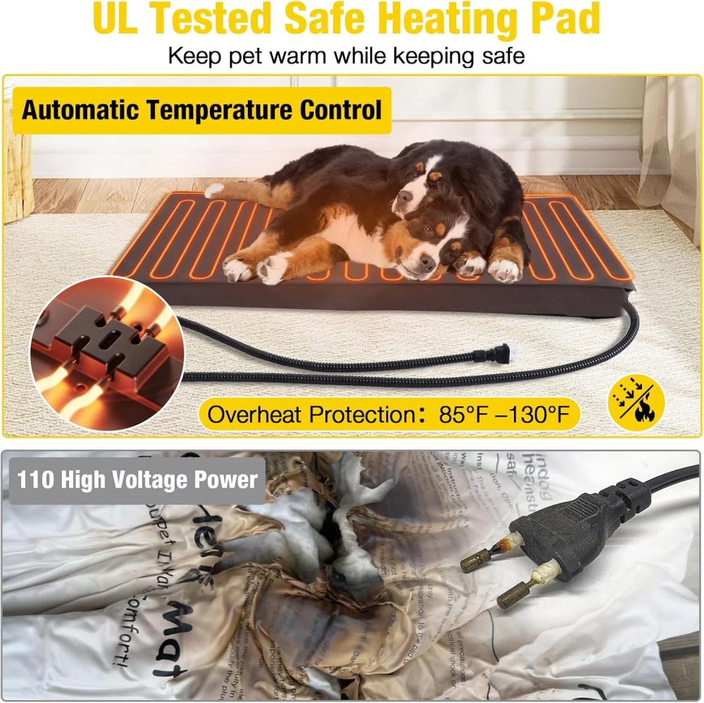 Aivituvin Heated Dog House Outdoor 45" Large Dog Kennel with Metal Frame Insulated Indoor Dog Cage for Small Medium Large Dogs with Heater and Insulated Liner - Image 5