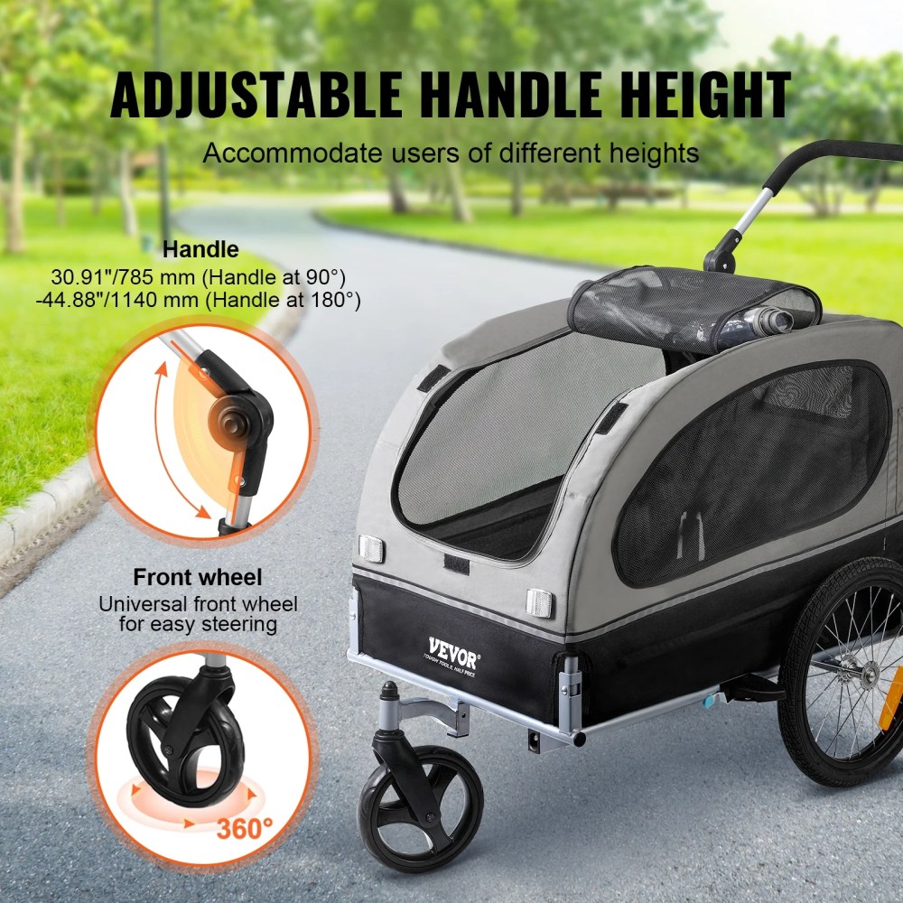 KFFKFF Pet Bicycle Trailer & Stroller Dog Cat Bike Carrier 88 lbs Water Resistant - Image 3