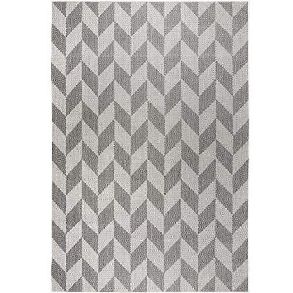 Nicole Miller New York Patio Country Calla Contemporary Herringbone Indoor/Outdoor Area Rug, Black/Grey, 7'9"x10'2" - Image 6