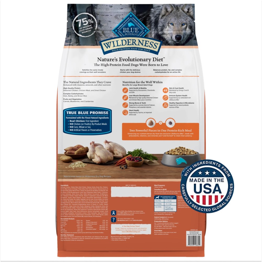 Blue Buffalo Wilderness Large Breed Dry Dog Food Plus Wholesome Grains, Chicken, 24 lbs. - Image 8