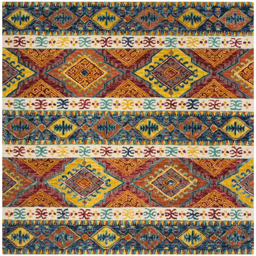 SAFAVIEH Aspen Tessan Southwestern Wool Area Rug, Navy/Ivory, 3" x 5" - Image 3