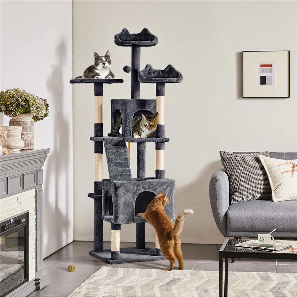 Yaheetech 72" H Cat Tree with 2 Condos - Image 4
