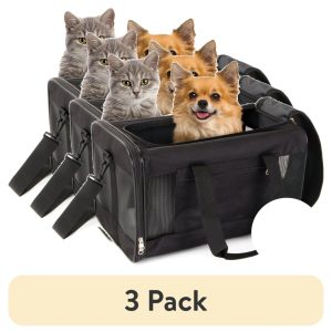 (3 pack) TrustyPup Easy Explorer Medium Guaranteed On-Board Travel Pet Carrier,  Black,  16 lb Limit