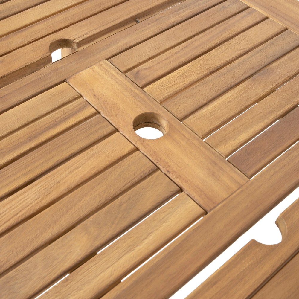 Noble House 63" Acacia Wood Expandable Design and Durable Outdoor Dining Table, Natural - Image 4