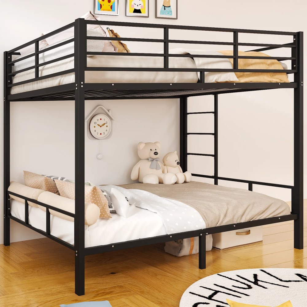 Zimtown Twin over Twin Steel Bunk Beds Frame, 14.8" Height Guardrail,Bedroom Dorm Room for Kids Adult Children,Black