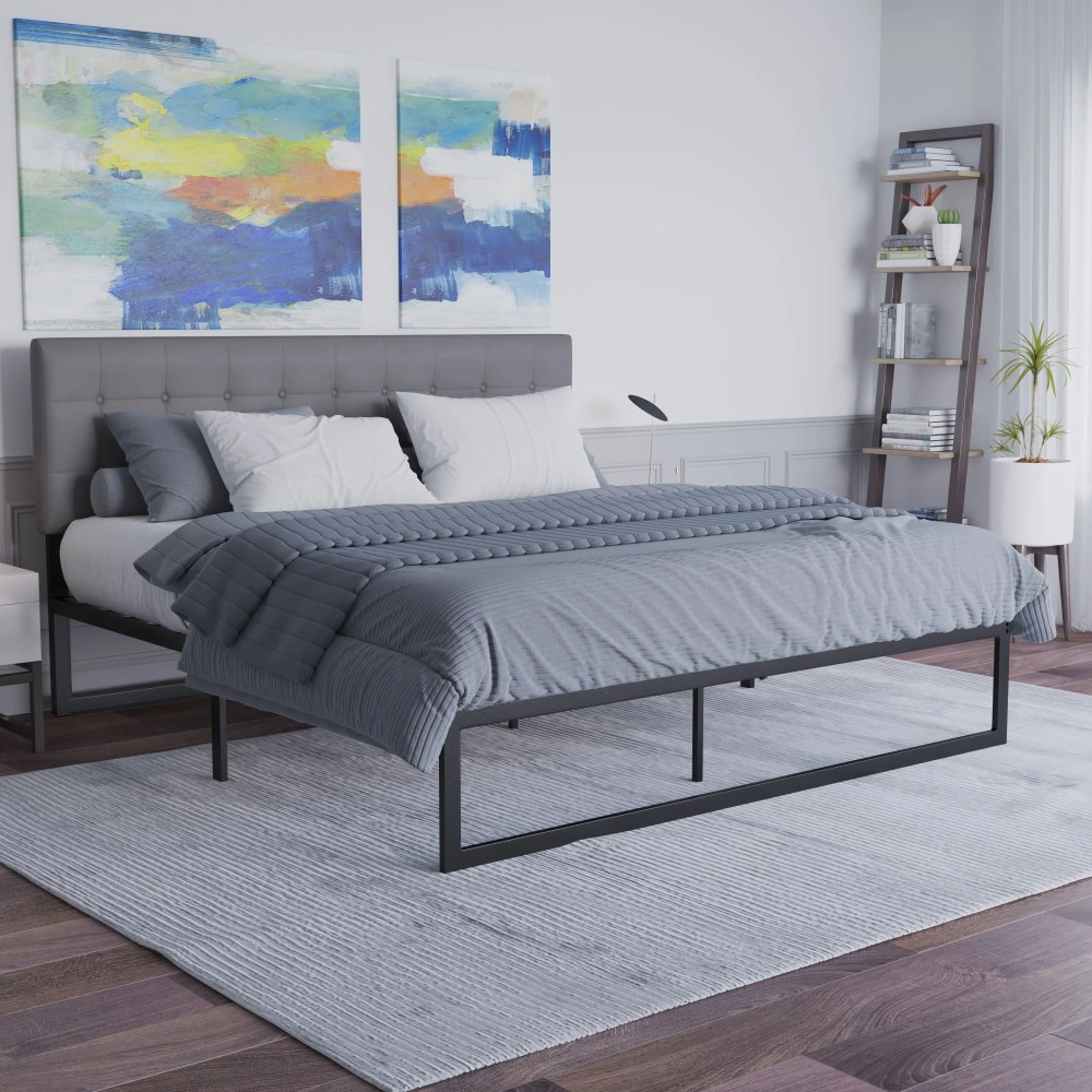 Flash Furniture Modern Steel Platform Bed Frame, Black, King - Image 10
