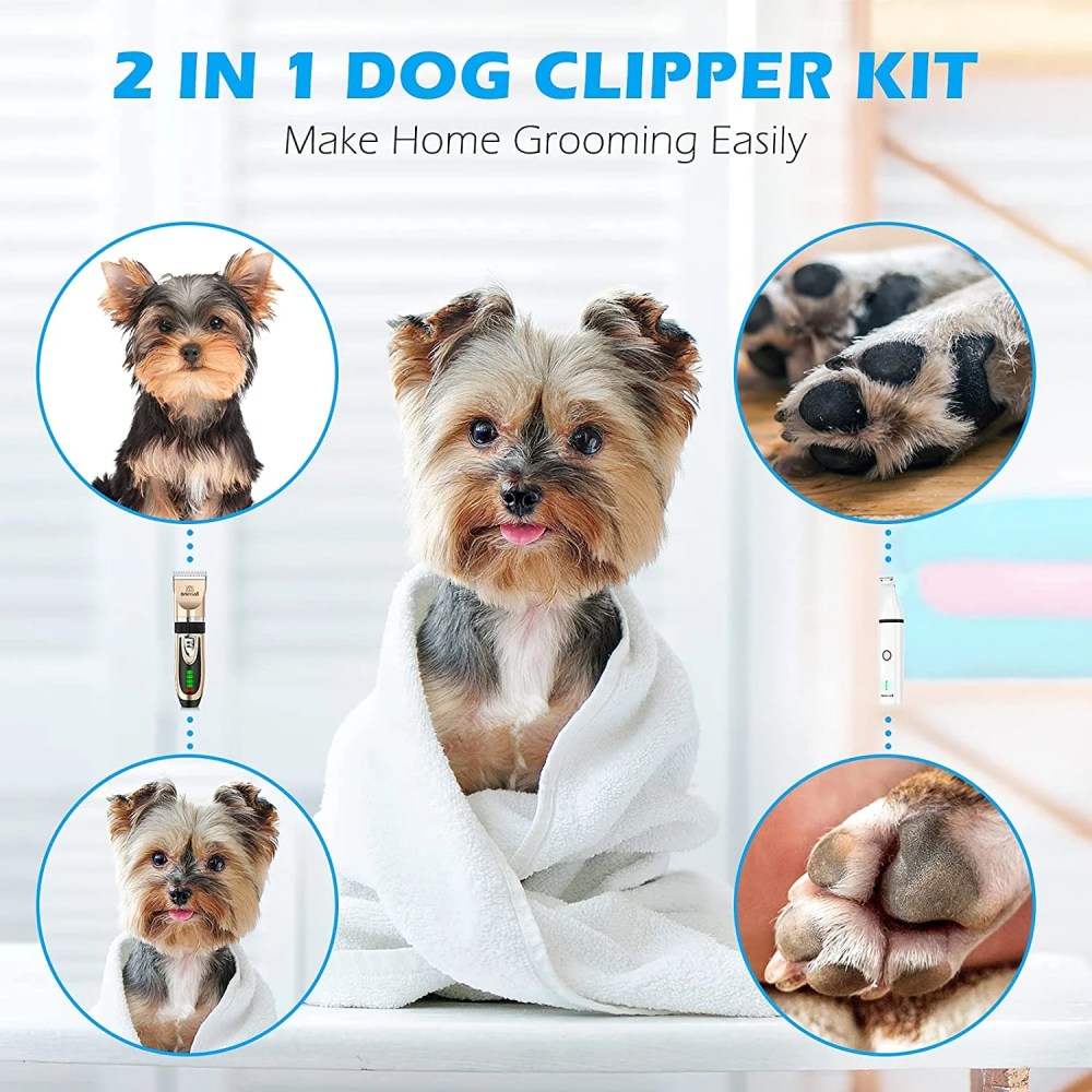 Oneisall Dog Clippers and Dog Paw Trimmer Kit 2 in 1 Low Noise Cordless Dog Clippers for Grooming Pet Hair Trimmers for Small and Large Dogs Cats Animals - Image 5
