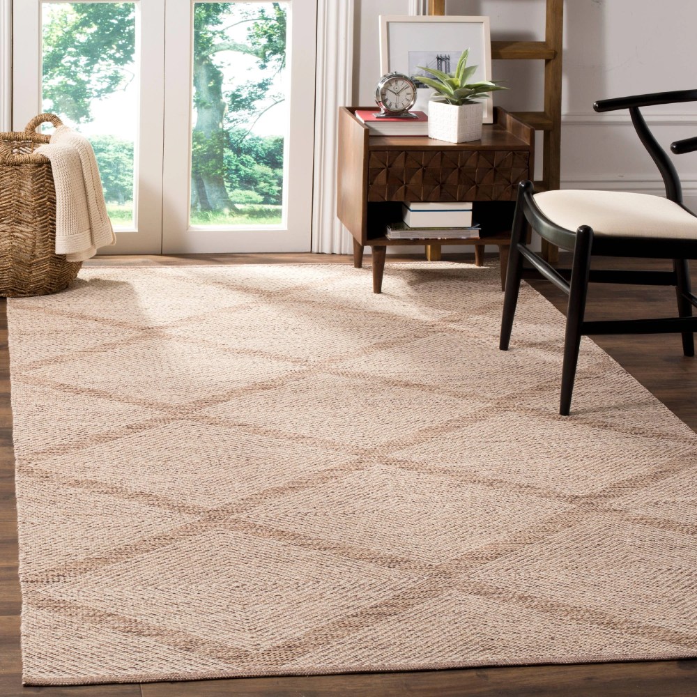 SAFAVIEH Montauk Bailey Geometric Diamond Cotton Area Rug, Beige, 9" x 12"