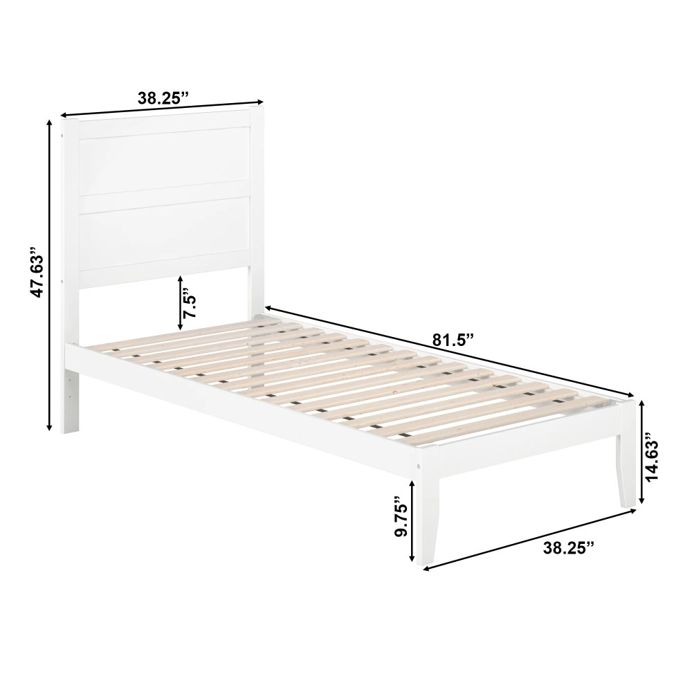 AFI NoHo 14" Twin XL Wood Platform Bed Frame with Modern Panel Headboard, White - Image 4