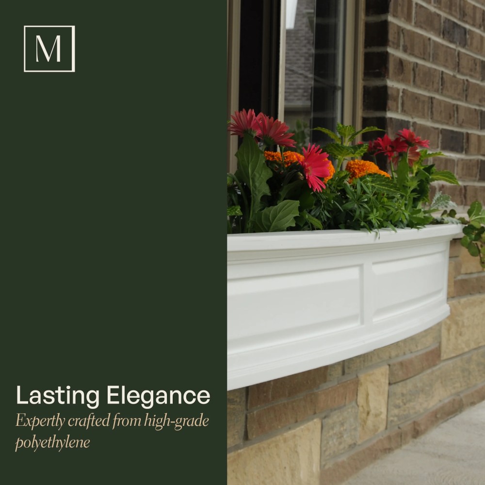 Mayne Nantucket 60" x 12" x 10" Rectangle White Self Watering Plastic Window Box Planter - Image 10