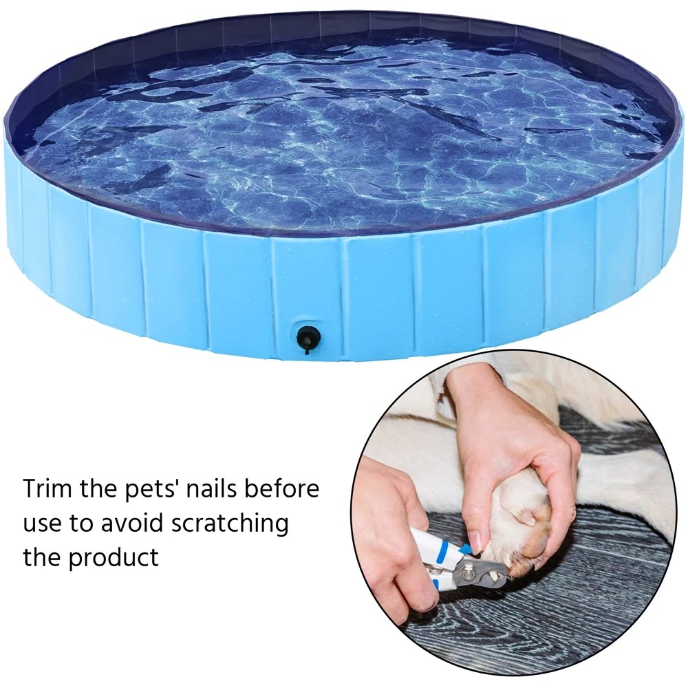 Alden Design 63" Foldable Pet Swimming Pool for Indoor and Outdoor, Blue - Image 7