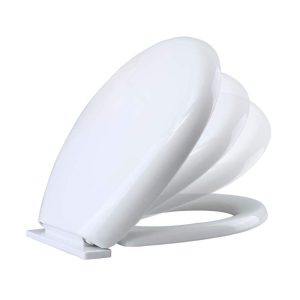 White Slow Close Toilet Seat Plastic Round No Slam Quiet Lid 16.5"x 14" Renovators Supply