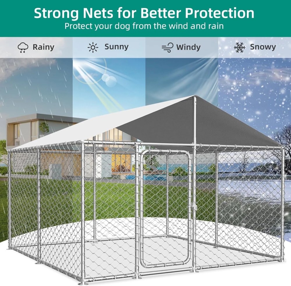 TIME RAY 7.57.5 Outdoor Dog Kennel Outside Heavy Duty Dog Enclosure with Waterproof UV-Resistant Cover and Security Lock - Image 6