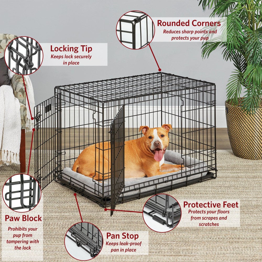 MidWest Homes for Pets 36-Inch LifeStages Crate for Medium-Large Breeds, 41-70 lbs, Double Door Folding Dog Crate with Divider Panel, Leak-Proof Tray & Secure Latch, Heavy-Duty & Easy to Assemble - Image 9