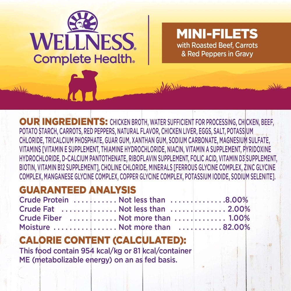Wellness Petite Entres Mini Fillets Grain Free Natural Wet Small Breed Dog Food, Roasted Beef, Carrots - Image 5