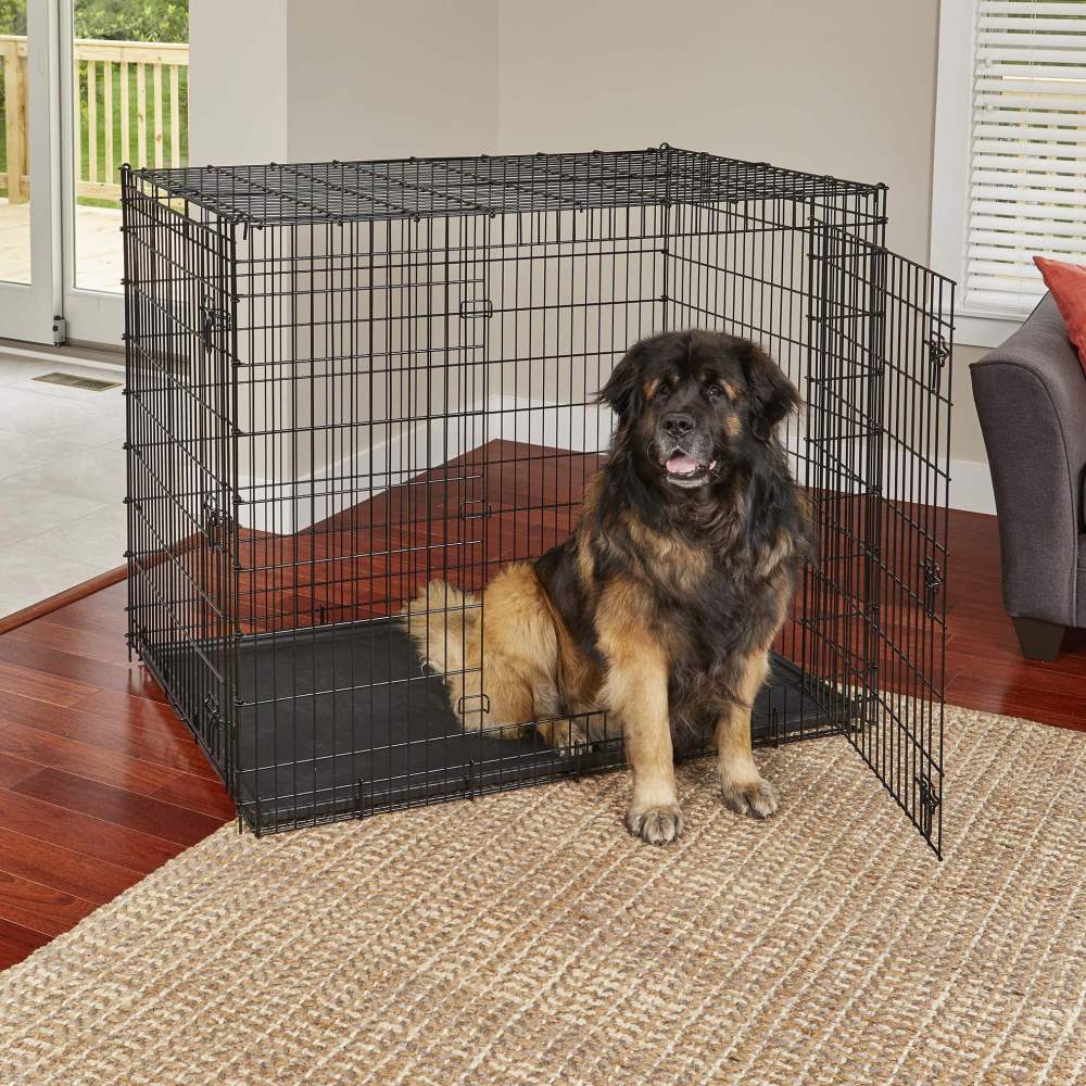 Solutions by MidWest Homes for Pets 54-Inch Drop Pin Crate for Giant Breeds Over 100 lbs, Double Door Dog Crate with Leak-Proof Tray & Secure Latches, Durable Drop Pin Construction