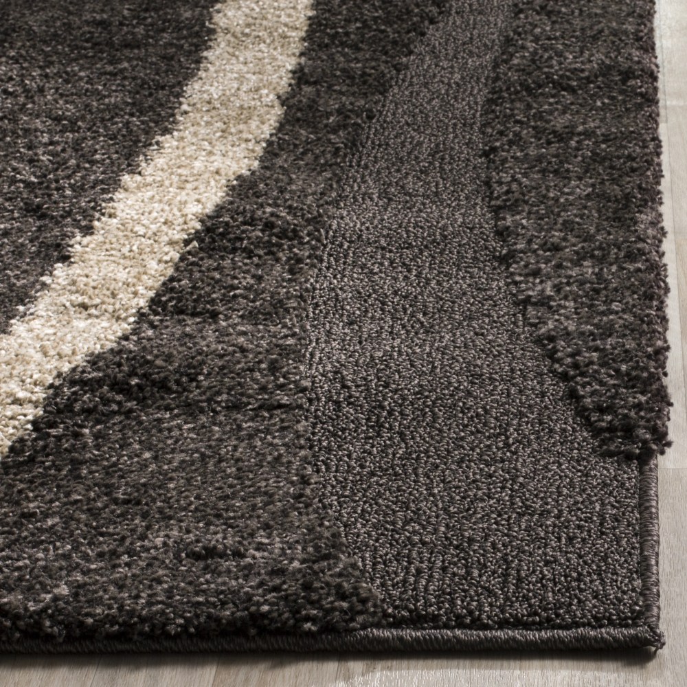 SAFAVIEH Florida Ellen Abstract Shag Area Rug, Dark Brown/Beige, 6" x 9" - Image 4