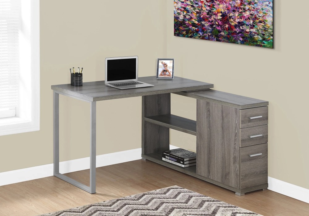 Monarch Specialties Computer Desk, L-Shaped, Corner, 3 Drawers, 2 Open Shelves Leg, 47"L X 47"W
