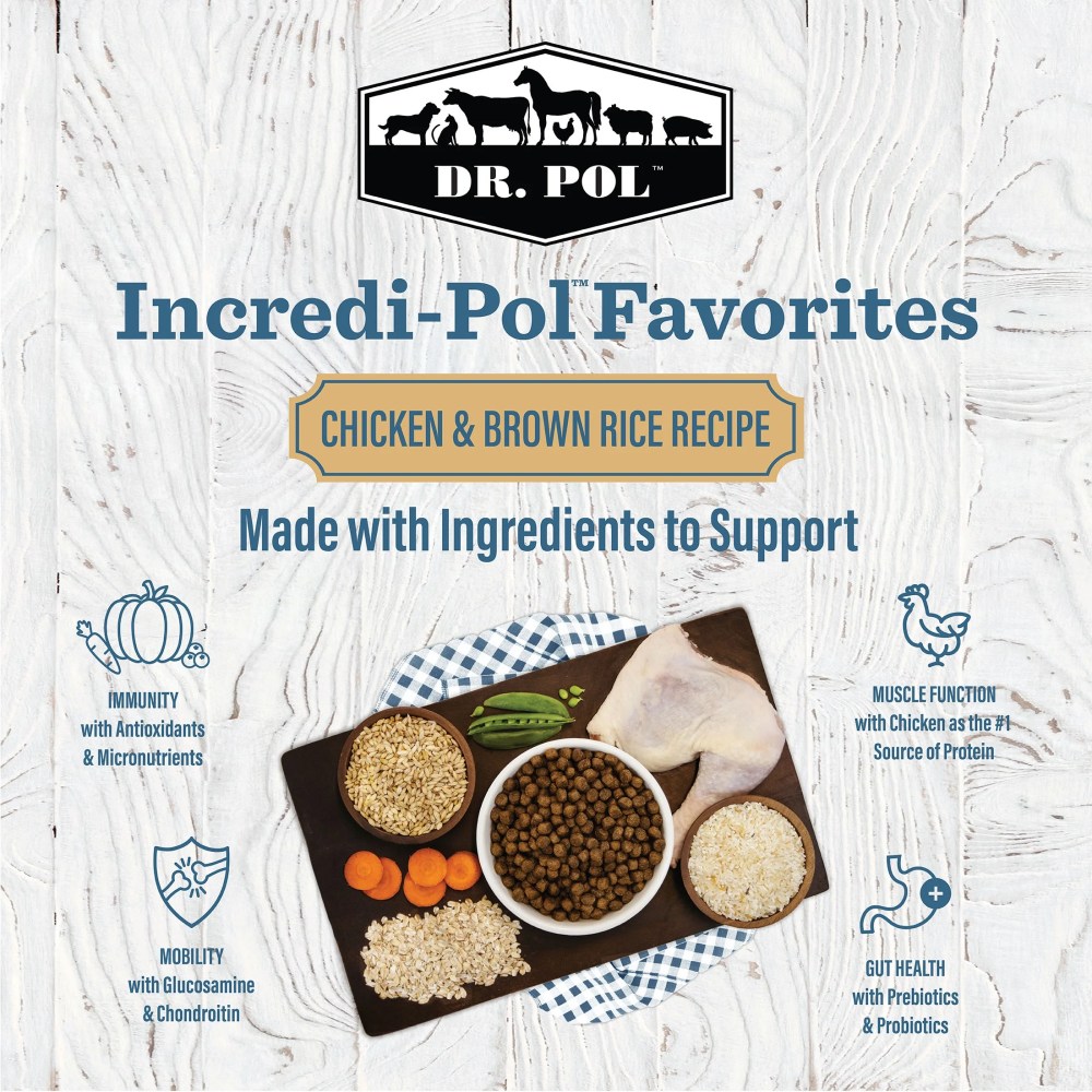 (6 pack) Dr. Pol Incredi-Pol Favorites Chicken and Brown Rice Recipe Dog Food - 6lb - Image 5