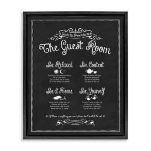 Stupell Industries The Guest Room Guide Jet Black Framed Floating Canvas Wall Art, 1620, by Lettered and Lined
