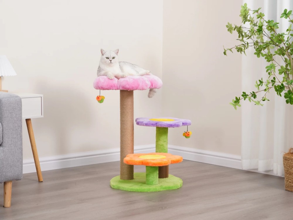 Vibrant Life 4-Level 26" Floral Style Cat Tree with Perches, Scratching Post, Multi Color - Image 11