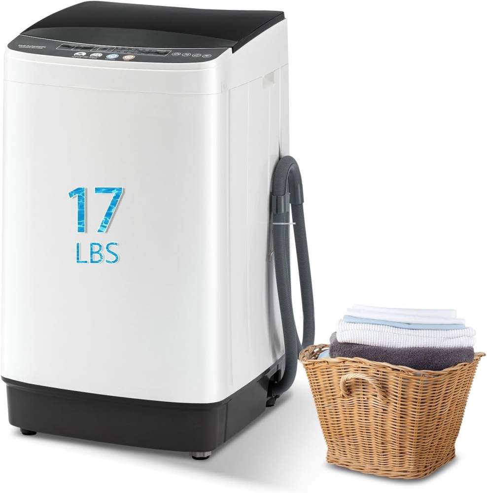 17Lbs Portable Washing Machine with10 Washing Programs,2.2 Cu. Ft. Full Automatic Washer and Spinner Combo