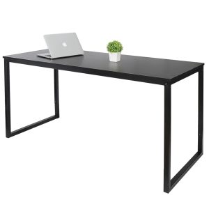 ZENY 47" Laptop Computer Desk Modern Modern Workplace Studio,Black Metal Frame