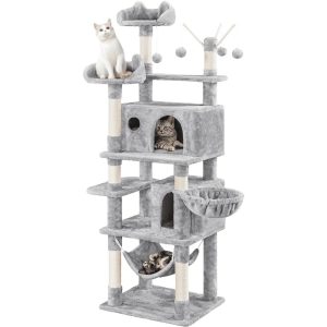 Renwick 67" H Multi-Level Cat Tree Cat Tower with Condos,  Light Gray