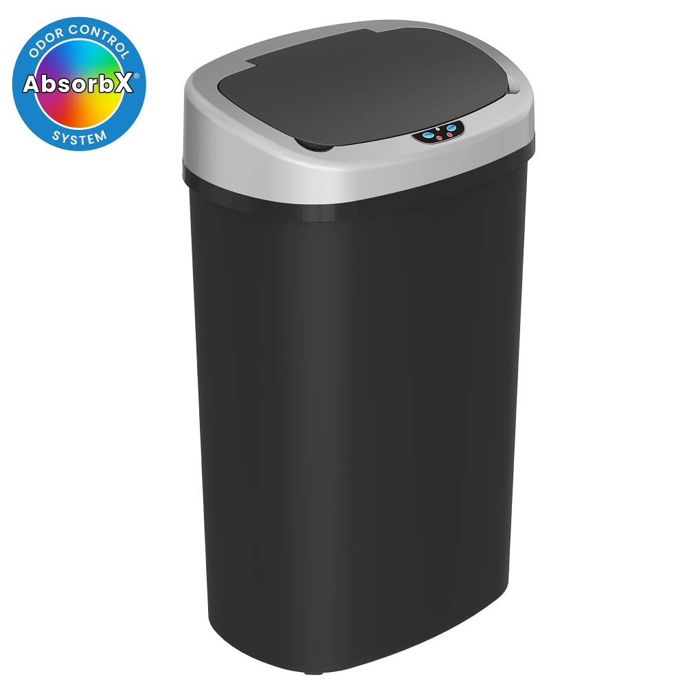 13 Gallon Plastic Sensor Kitchen Trash Can with Odor Filter,Slim Space-Saving Garbage Bin