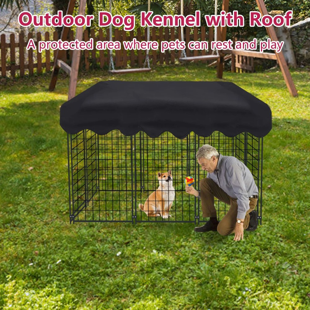 Jhsomdr Outdoor Dog Kennel 6.2ft x 4ft x 4.5ft Heavy Duty Large Wire Dog Fence Outside Dog Playpen with UV-Resistant Oxford Cloth Roof & Secure Lock - Image 11