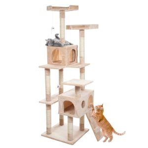 PETMAKER Cat Tree with Perches,  Condos,  Scratch Posts,  and Toys (Beige)