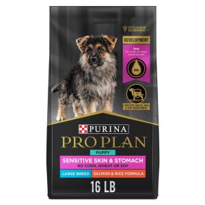 Purina Pro Plan Puppy Dry Dog Food for Large Breeds,  Sensitive Skin & Stomach,  Salmon & Rice,  16 lb Bag