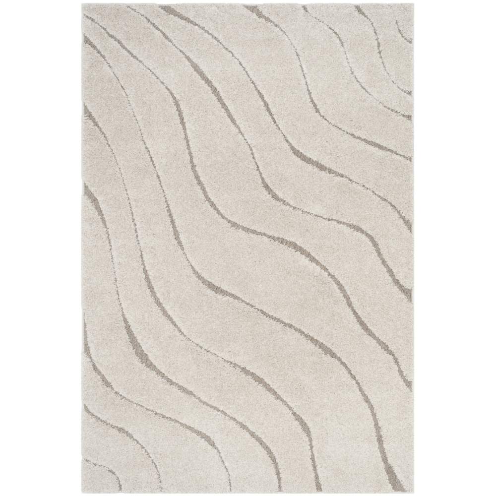 SAFAVIEH Florida Tabitha Geometric Waves Shag Area Rug, Cream/Beige, 6'7" x 6'7" Square - Image 3
