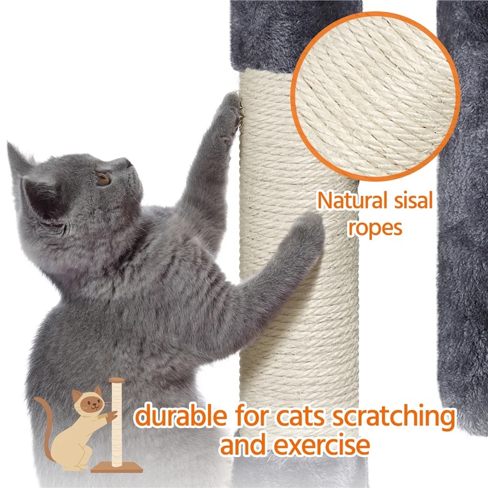 Alden Design 33.5"H Plush Cat Tree with Wide Platform Condo for Indoor Cats, Dark Gray - Image 8