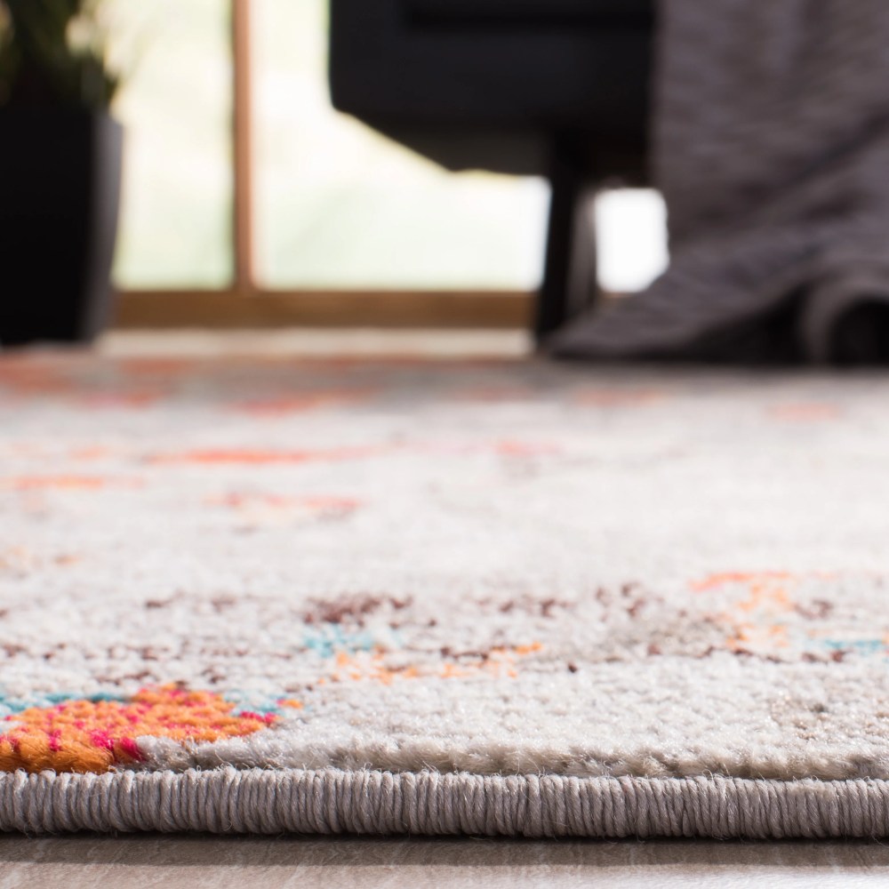 SAFAVIEH Madison Candelario Abstract Polka Dots Area Rug, Grey/Orange, 6" x 9" - Image 2