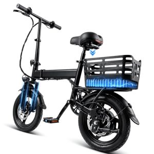 14" Folding Electric Bicycles with 500W Peak Motor, 35 Miles 20MPH 432WH Integrated Battery , Ebike for Adults with Basket, UL2849