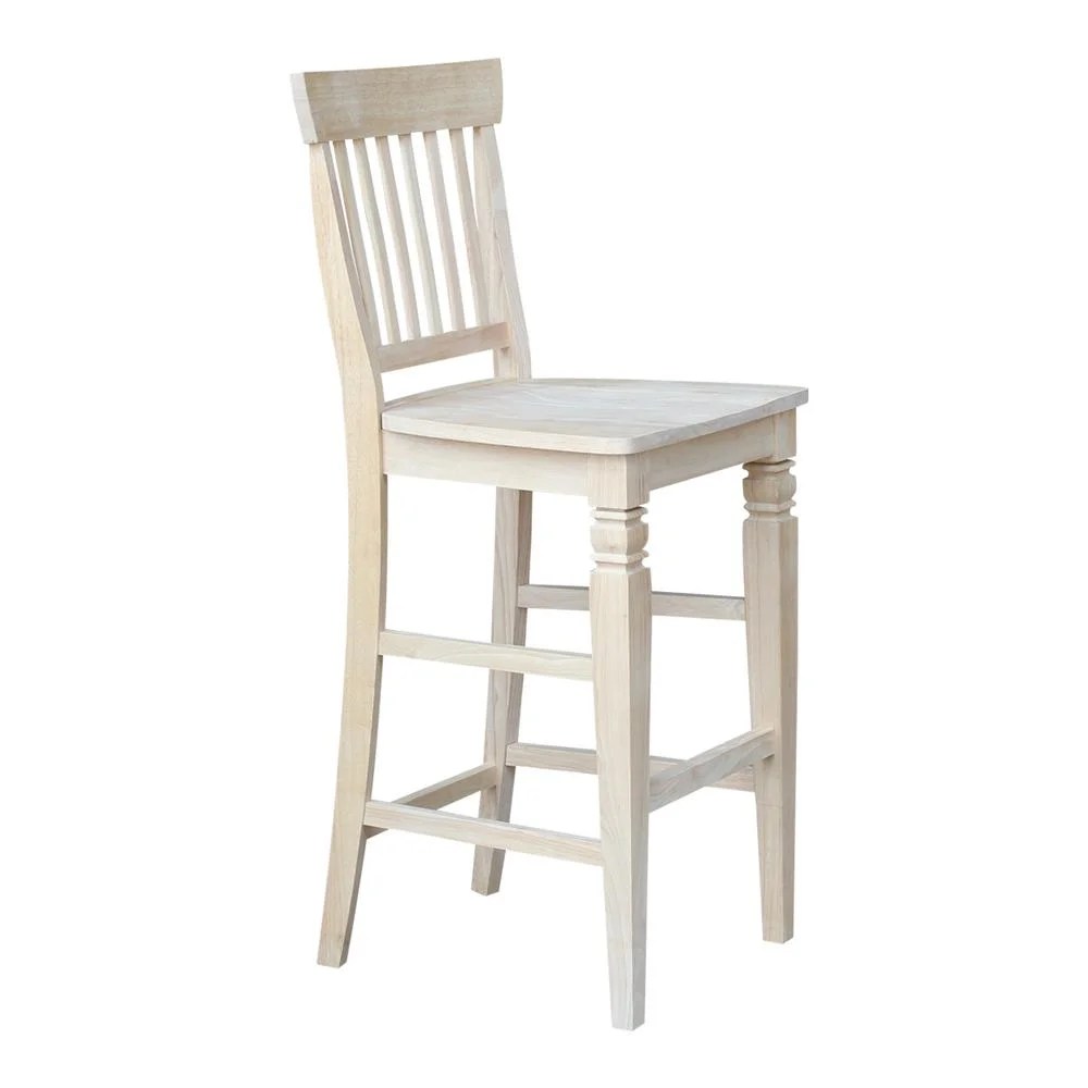 International Concepts Wood Seattle Bar Height Stool - 29.92" Seat Height - Unfinished - Image 4