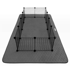 Paw Inspired 8050" Waterproof Dog Playpen Mat,  Pet Kennel Play Pen Pad for Puppy,  Rabbit,  Guinea Pig,  Small Animals  Super Absorbent Fleece Cage Liner with Non-Slip Bottom (Dark Gray)