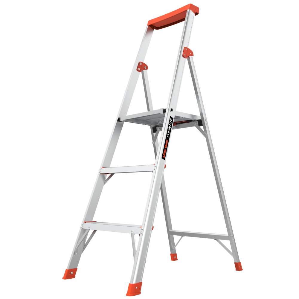 Little Giant Flip-N-Lite 5 Aluminum, Platform 3 Step Ladder, 300 lbs Rated, Type 1A