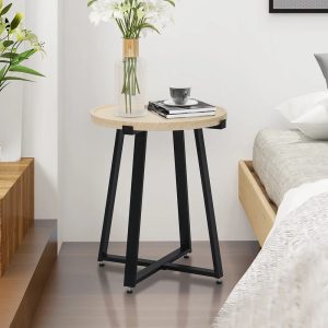 Abble Round Manufactured Wood End Table,Oak