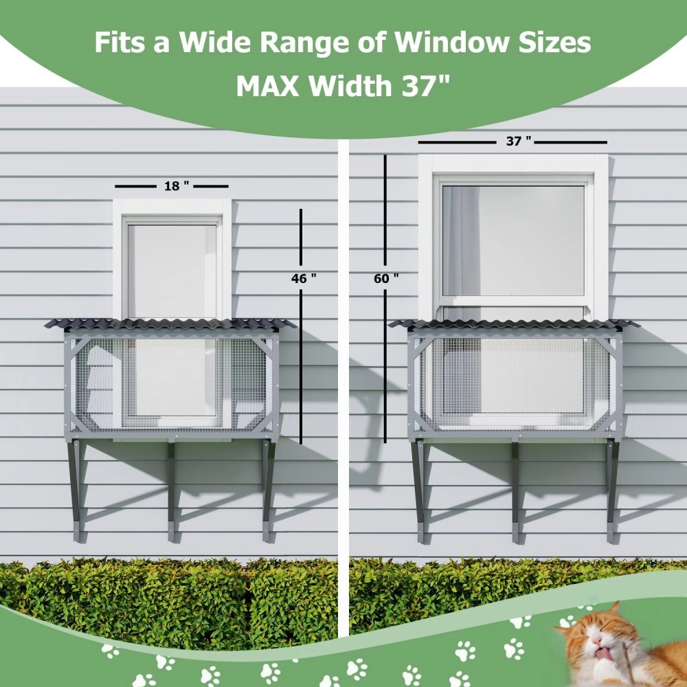 AODAILIHB Cat Window Perch House, Outdoor Catio Furniture Window Box, All Weather Use Cat Window Hammock for Napping, Overlooking - Image 7