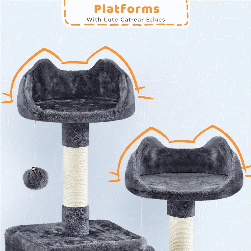 Yaheetech 82.5" H Large Cat Tree Cat Tower with Condos, Dark Gray - Image 6