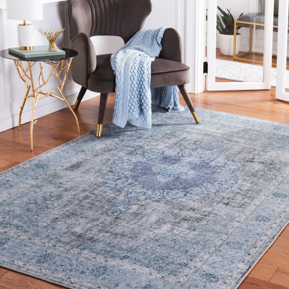 SAFAVIEH Tucson Donovan Traditional Machine Washable Area Rug, 5" x 8", Green - Image 6