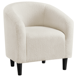 Yaheetech Upholstered Club Chair Boucle Accent Barrel Chair,Ivory