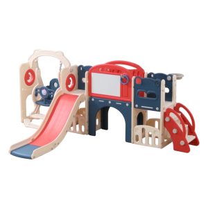 12 in 1 Toddler Playset Swing & Slide,  Indoor/Outdoor Climber Crawl Tunnel for 1-3 Year Olds,  Eco-Friendly Backyard Playground