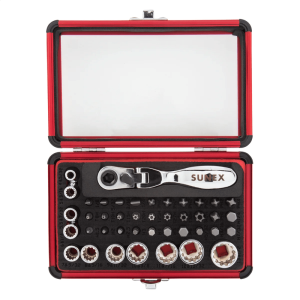 Sunex 9732 1/4" Drive 44pc Socket & Bit Set w/ Mini Dual Flex Head Ratchet
