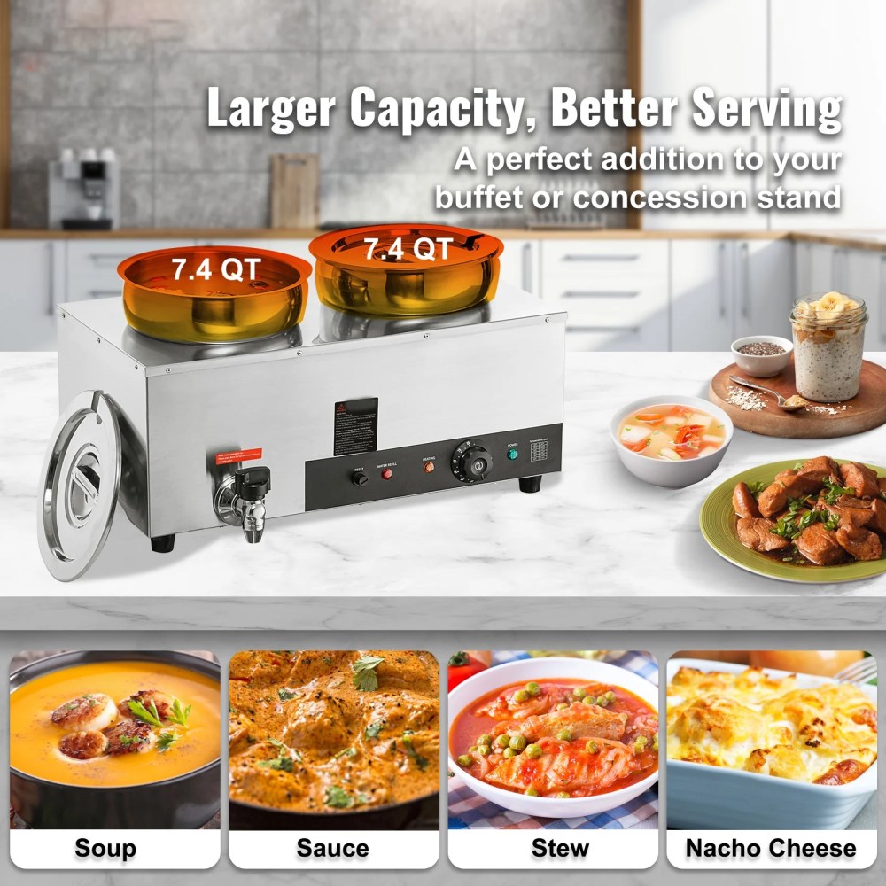 VEVOR Commercial Soup Warmer Soup Station with 27.4 Qt Pot Soup Kettle Warmer - Image 3