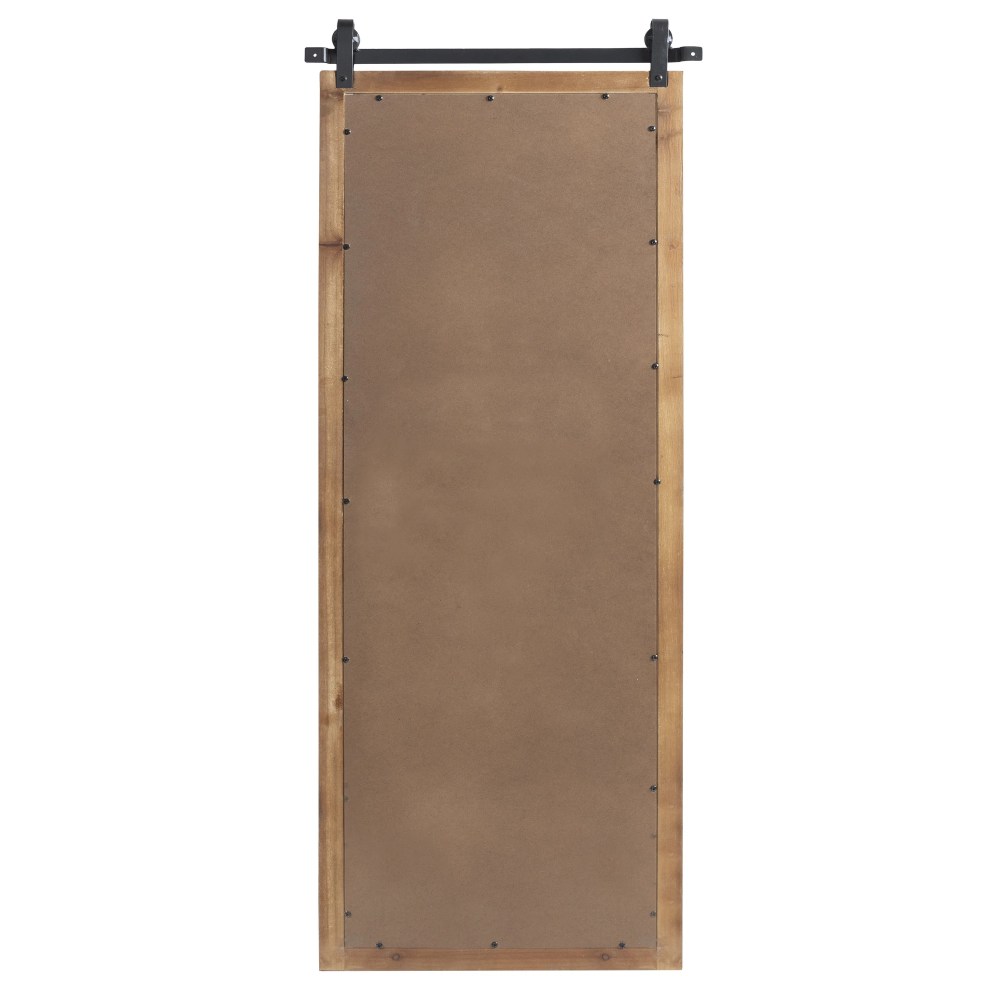 Kate and Laurel Cates Farmhouse Wood Framed Wall Mirror, 18 x 50, Rustic Brown, Barn Door-Inspired Rustic Mirrors for Wall - Image 2